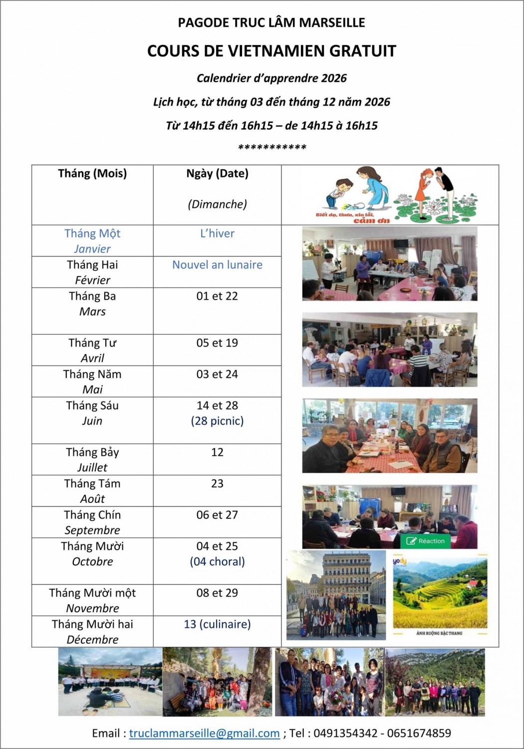 LỚP HỌC TIẾNG VIỆT CHÙA TRÚC LÂM MARSEILLE 2026