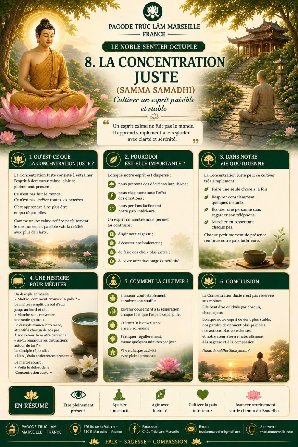 LE NOBLE SENTIER OCTUPLE 8. LA CONCENTRATION JUSTE (SAMMĀ SAMĀDHI)