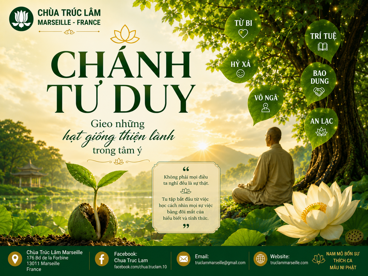 CHÁNH TƯ DUY – GIEO NHỮNG HẠT GIỐNG THIỆN LÀNH TRONG TÂM Ý