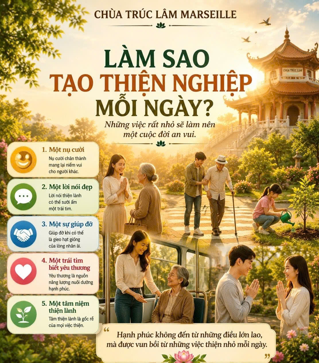 LÀM SAO TẠO THIỆN NGHIỆP MỖI NGÀY?