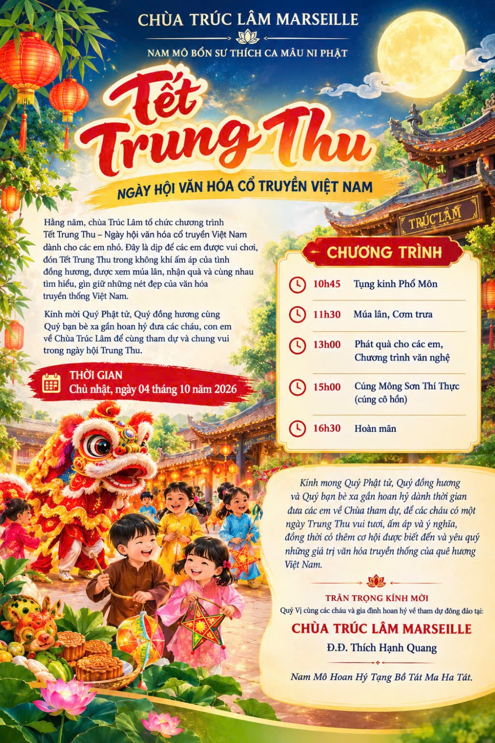 TẾT TRUNG THU 2026 – NGÀY HỘI VĂN HÓA CỔ TRUYỀN VIỆT NAM 04/10/2026