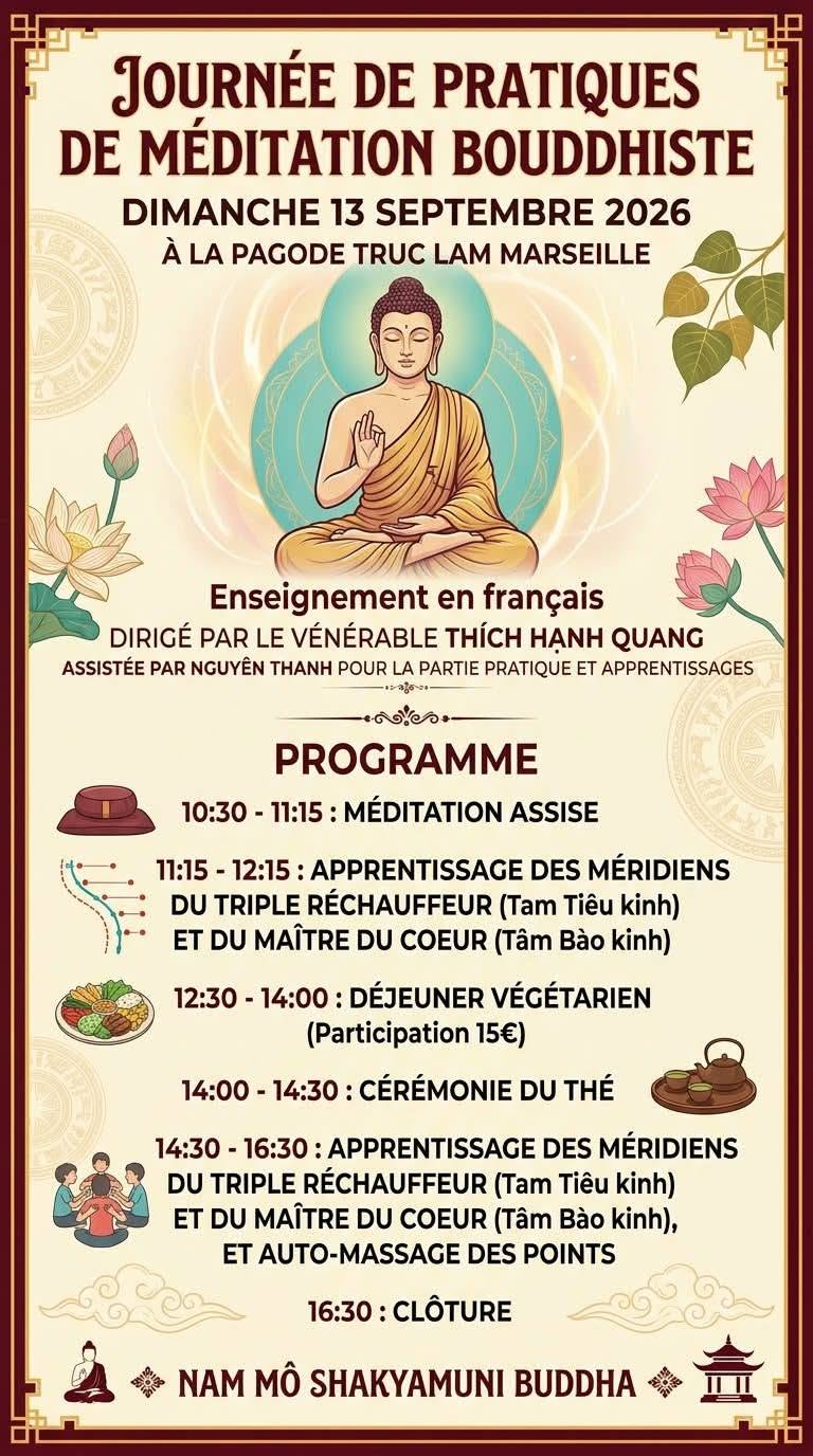 Journée de Pratique de la Méditation Bouddhiste du Dimanche 13/09/2026