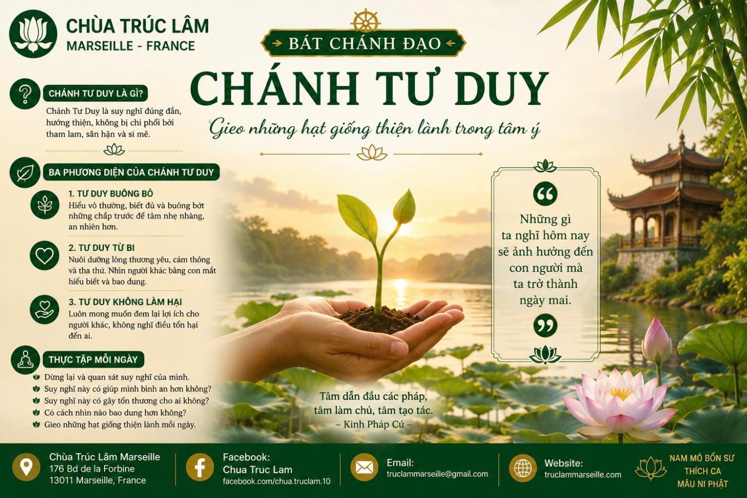 CHÁNH TƯ DUY – GIEO NHỮNG HẠT GIỐNG THIỆN LÀNH TRONG TÂM Ý